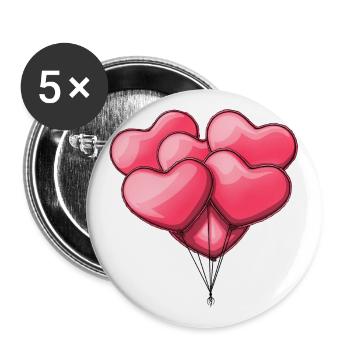 Red heart shaped balloons - Buttons large 2.2''/56 mm (5-pack) - white - Front