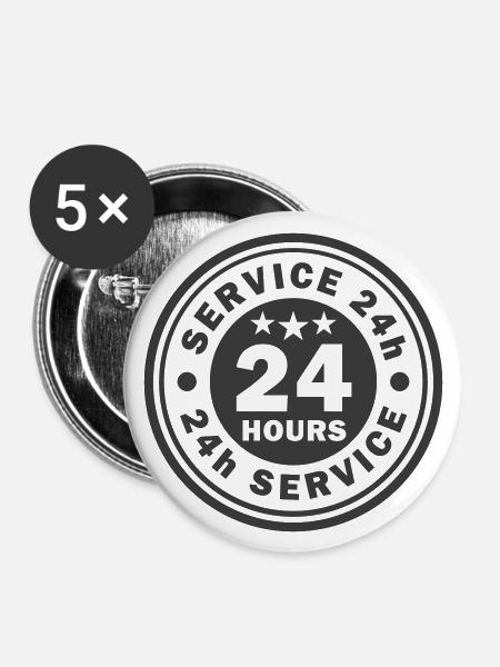 24 Stunden Service 24/7 - Buttons groß 56 mm (5er Pack) - Weiß