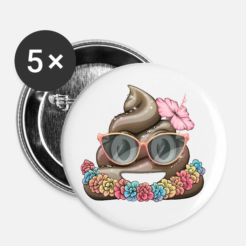 Hawaii pile off poo - Buttons large 2.2''/56 mm (5-pack) - white
