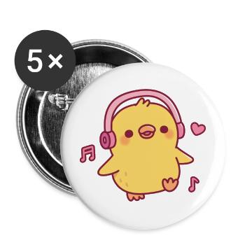Cute Chick Dancing To Music - Buttons large 2.2''/56 mm (5-pack) - white - Front