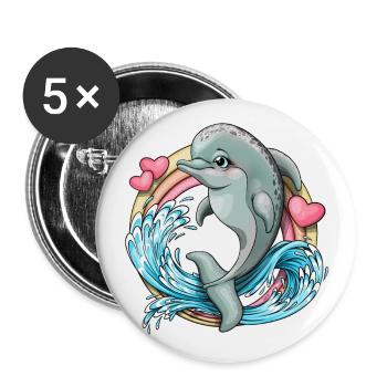 Dolphin - Buttons large 2.2''/56 mm (5-pack) - white - Front