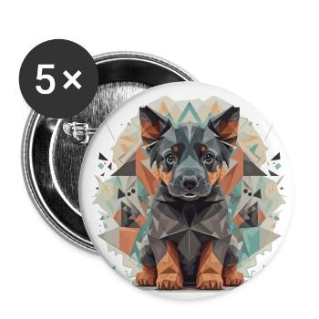 Polygon Shepherd Dog - Buttons large 2.2''/56 mm (5-pack) - white - Front