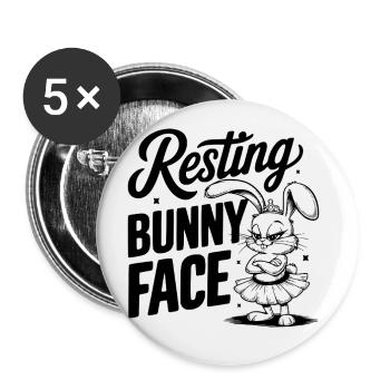 Resting Bunny Face - Buttons large 2.2''/56 mm (5-pack) - white - Front