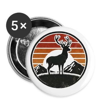 Cerf - Lot de 5 grands badges (56 mm) - blanc - Devant