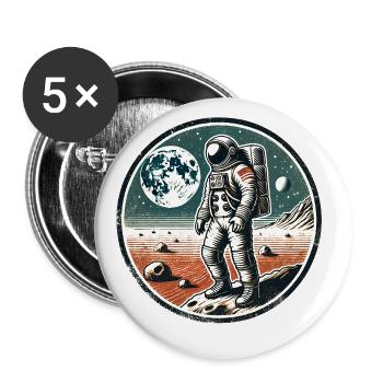 Astronaut - Buttons large 2.2''/56 mm (5-pack) - white - Front
