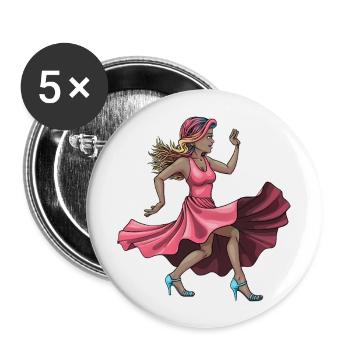 Tanzende Reva - Buttons groß 56 mm (5er Pack) - Weiß - Vorne