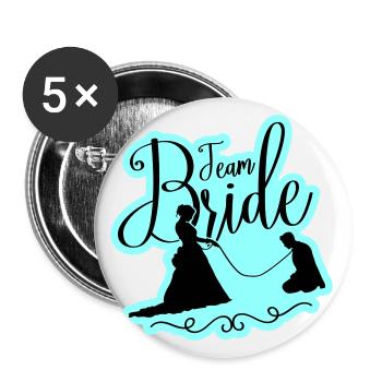 Team Braut Hochzeit Junggesellinnen - Buttons groß 56 mm (5er Pack) - Weiß - Vorne