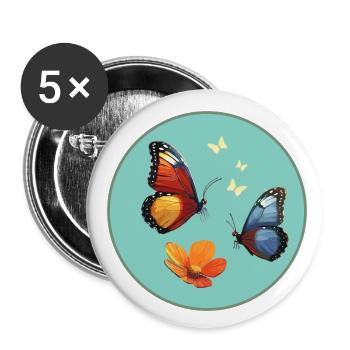 Schmetterling - Buttons groß 56 mm (5er Pack) - Weiß - Vorne