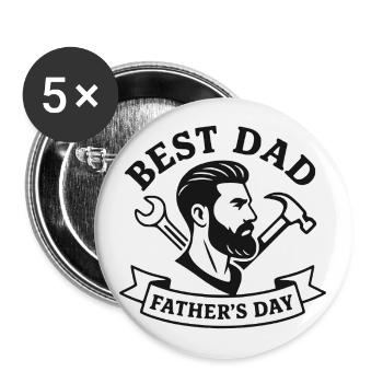 Papa Power – Mon super-héros - Lot de 5 grands badges (56 mm) - blanc - Devant