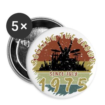 50. Geburtstag Rocking the crowd DRM 07/1975 - Buttons groß 56 mm (5er Pack) - Weiß - Vorne