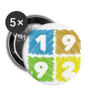 33. Geburtstag Farbige Patches depuis 05/1992 - Lot de 5 grands badges (56 mm) - blanc - Devant
