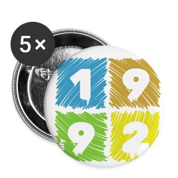 33. Geburtstag Farbige Patches depuis 07/1992 - Lot de 5 grands badges (56 mm) - blanc - Devant