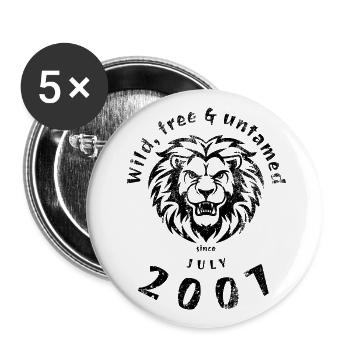 18e anniversaire Sauvage, libre et indompté depuis 07/2007 - Lot de 5 grands badges (56 mm) - blanc - Devant