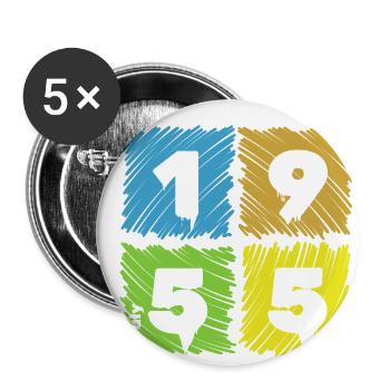70ème Anniversaire Patchs Colorés depuis 07/1955 - Lot de 5 grands badges (56 mm) - blanc - Devant
