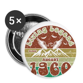 65. Geburtstag Living Legend since VIN 08/1960 - Buttons groß 56 mm (5er Pack) - Weiß - Vorne