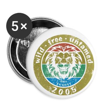 20. Geburtstag Wild, free & untamed since 08/2005 - Buttons groß 56 mm (5er Pack) - Weiß - Vorne