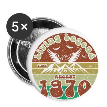 55. Geburtstag Living Legend since VIN 08/1970 - Buttons groß 56 mm (5er Pack) - Weiß - Vorne