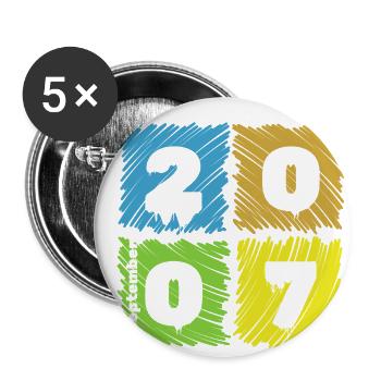 18. Geburtstag Farbige Patches since 09/2007 - Buttons groß 56 mm (5er Pack) - Weiß - Vorne