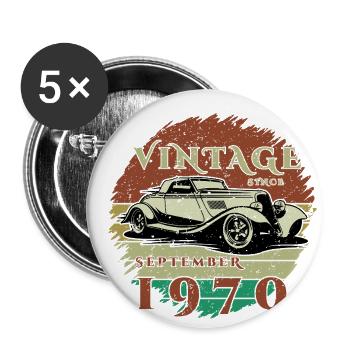 55. Geburtstag - Klassiker - Vintage since 09/1970 - Buttons groß 56 mm (5er Pack) - Weiß - Vorne