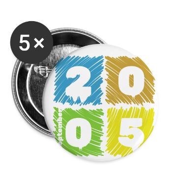 20. Écussons Geburtstag Farbige depuis 09/2005 - Lot de 5 grands badges (56 mm) - blanc - Devant