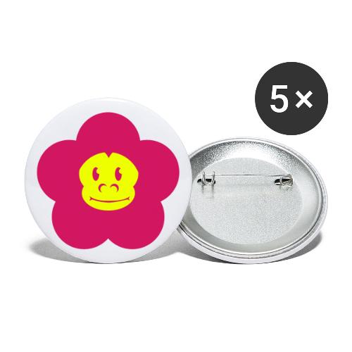 Retro Monkey Blume - Buttons groß 56 mm (5er Pack)