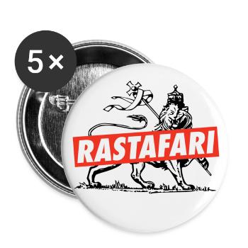 Lion of Judah - Jah Rastafari - Reggae Roots Shirt - Buttons groß 56 mm (5er Pack) - Weiß - Vorne