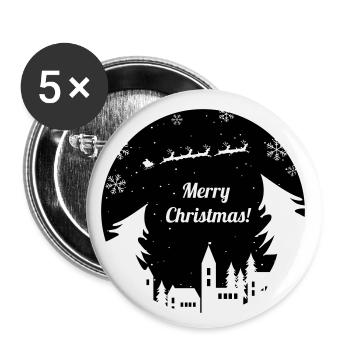 Merry Christmas Xmas reindeer Advent family - Buttons large 2.2''/56 mm (5-pack) - white - Front