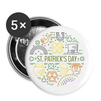 Saint Patrick - Lot de 5 grands badges (56 mm) - blanc - Devant