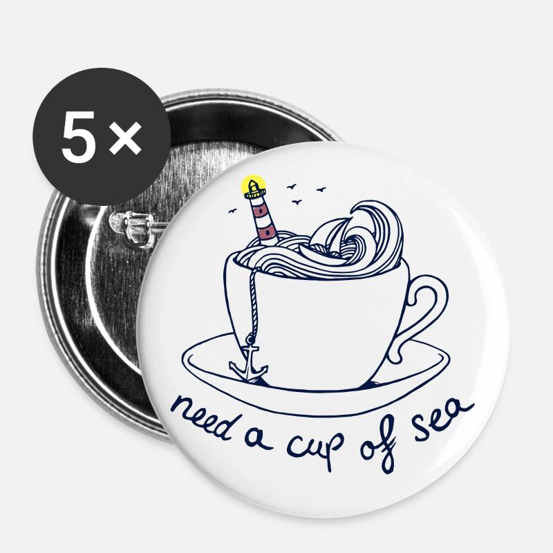 need a cup of maritime maritime - Buttons large 2.2''/56 mm (5-pack) - white