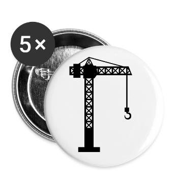 Grue chantier - Lot de 5 grands badges (56 mm) - blanc - Devant