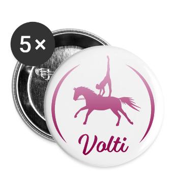 Volti Pferdesport Voltigieren by TinaShirts - Buttons groß 56 mm (5er Pack) - Weiß - Vorne