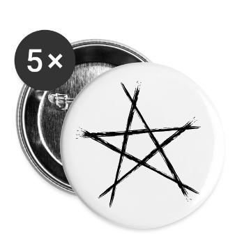 Pentagramm - Buttons groß 56 mm (5er Pack) - Weiß - Vorne