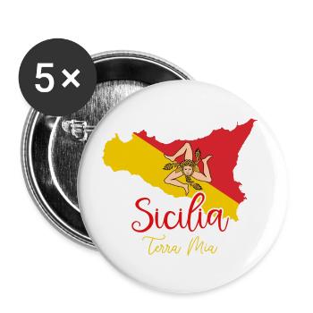 Sicile Terra Mia - Lot de 5 grands badges (56 mm) - blanc - Devant