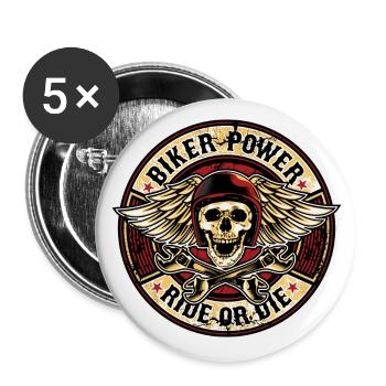 BIKER POWER - Buttons large 2.2''/56 mm (5-pack) - white - Front