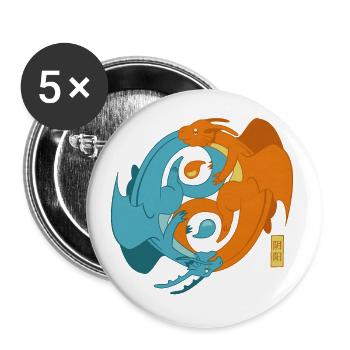 Yin und Yang Essig Symbol - Buttons groß 56 mm (5er Pack) - Weiß - Vorne