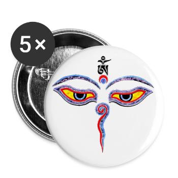 Wisdom Eyes Of Buddha - Bodhnath temple eyes 1 - Lot de 5 grands badges (56 mm) - blanc - Devant