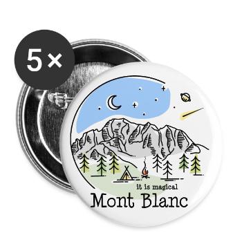 Mont Blanc Montblanc TMB Hiking Line Art Souvenir - Buttons large 2.2''/56 mm (5-pack) - white - Front