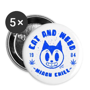 Chat humor weed and relaxation - Buttons large 2.2''/56 mm (5-pack) - white - Front