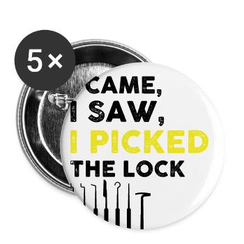Lock Picking Schließtechniker Schlossdienst Design - Buttons groß 56 mm (5er Pack) - Weiß - Vorne