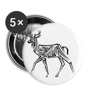 Hirsch Tribal Tattoo - Buttons groß 56 mm (5er Pack) - Weiß - Vorne