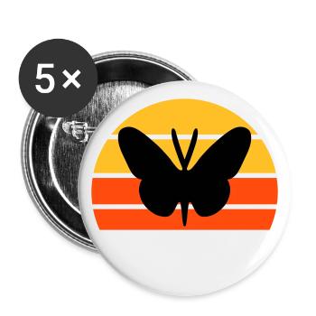 Schmetterling vor einer Halbsonne - Buttons groß 56 mm (5er Pack) - Weiß - Vorne