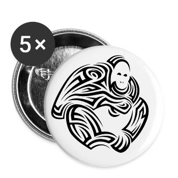 Orangutan Tribal Tattoo - Buttons groß 56 mm (5er Pack) - Weiß - Vorne