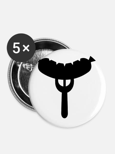 Wurst Gabel - Buttons groß 56 mm (5er Pack) - Weiß