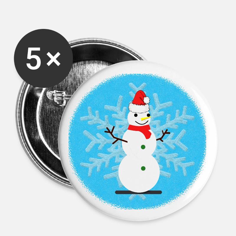 SNOWMAN. CHRISTMAS. - Buttons large 2.2''/56 mm (5-pack) - white