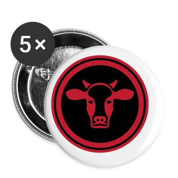Cow Head Symbol - Buttons large 2.2''/56 mm (5-pack) - white - Front