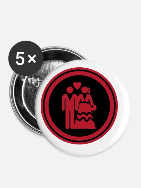 Couple wedding bridal couple - Buttons large 2.2''/56 mm (5-pack) - white
