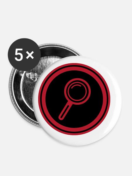 Lupe Symbol - Buttons groß 56 mm (5er Pack) - Weiß