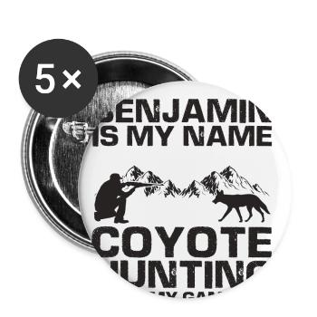 Kojotenjäger Design für Kojotenjagd - Buttons groß 56 mm (5er Pack) - Weiß - Vorne