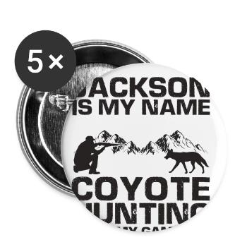 Conception de chasseur de coyote pour la chasse au coyote - Lot de 5 grands badges (56 mm) - blanc - Devant