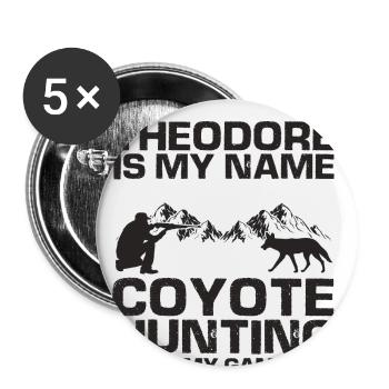Capture de coyotes et conception de chasseur de coyotes - Lot de 5 grands badges (56 mm) - blanc - Devant